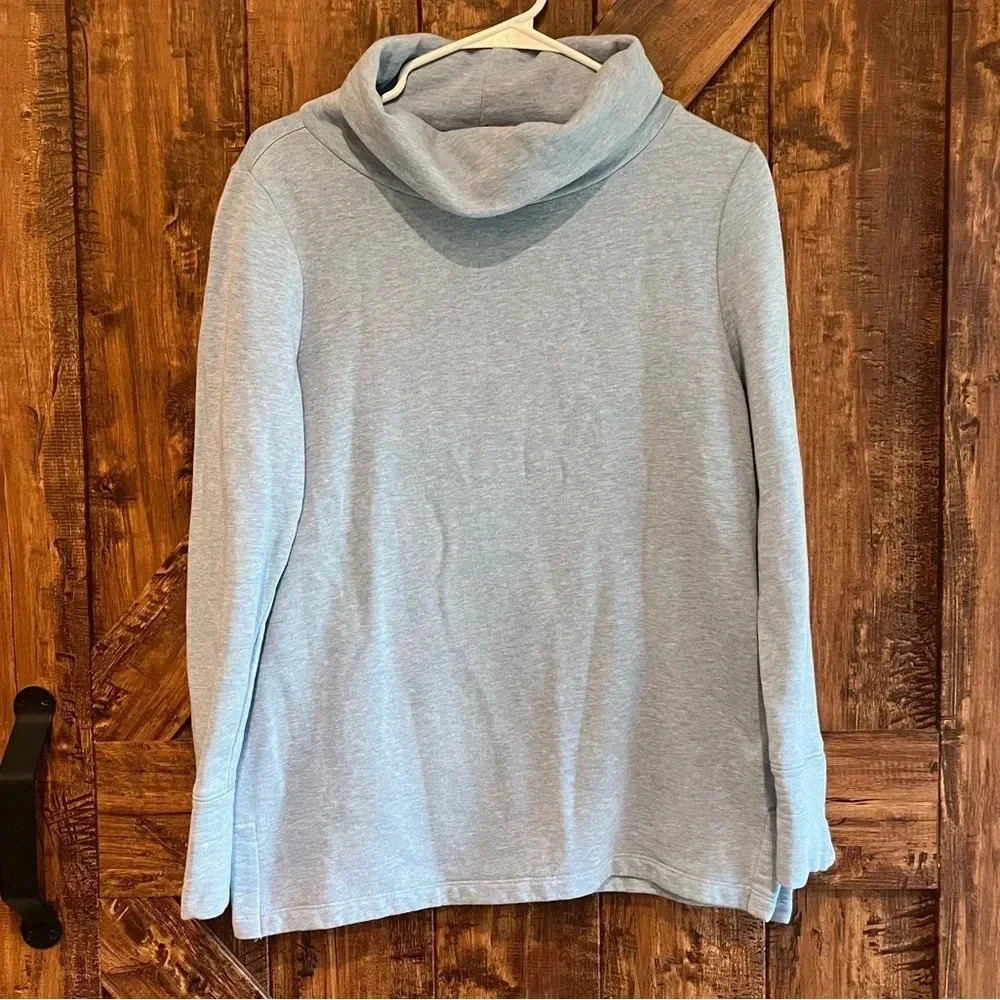 Talbots light blue‎ turtle neck sweater Womens small buttons long sleeves euc